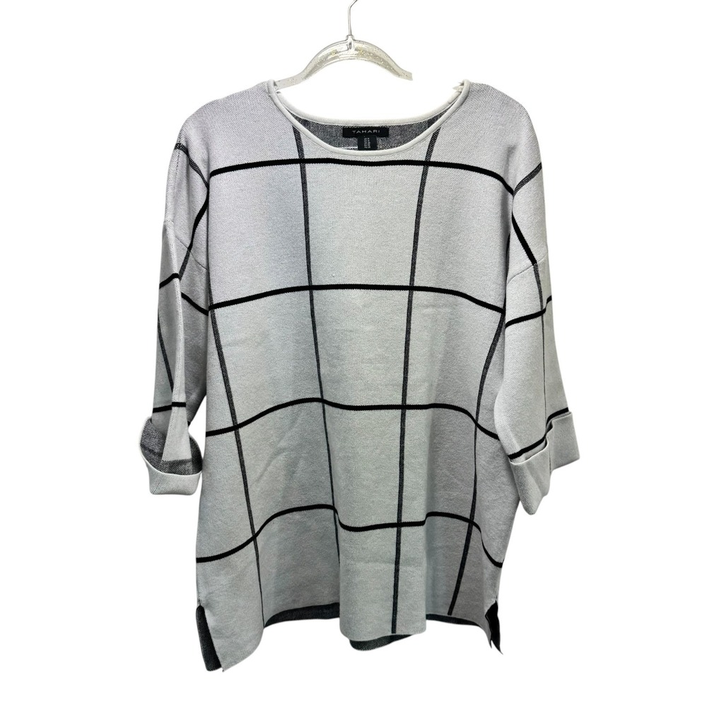 Tahari New Preppy Quiet Luxuryβ Capsule Minimalist Sweater Top 1X White Black